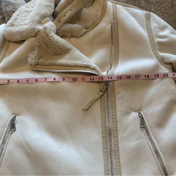 Zara Cream Faux Fur Moto Jacket - Picture 10 of 14